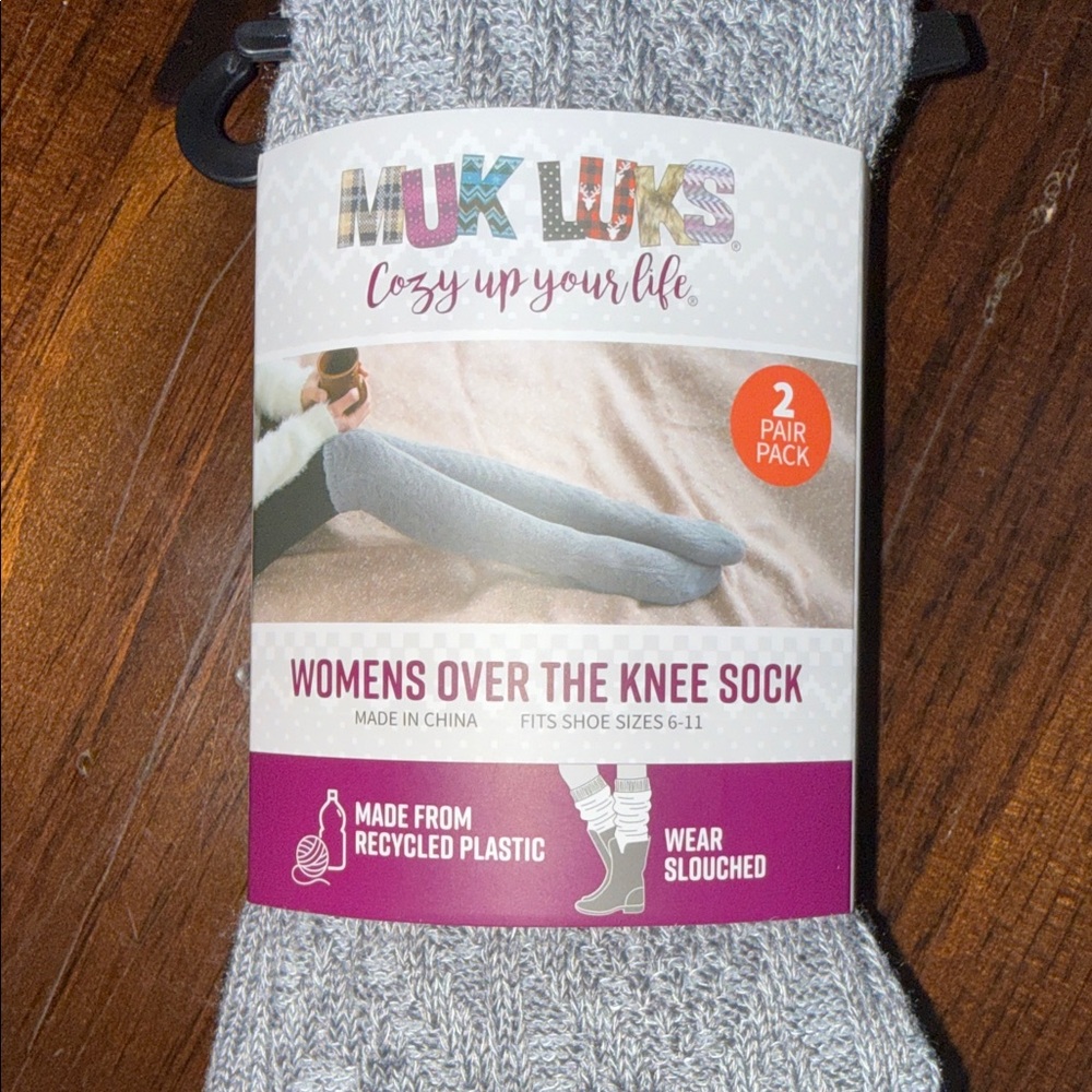Muk Luks Women's Gray Over the Knee Socks - 2 Pack